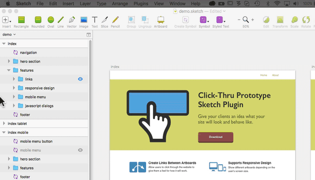 CLICK THRU PROTOTYPE : sketch plugin