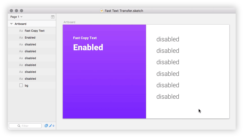 FAST TEXT TRANSFER Sketch plugin