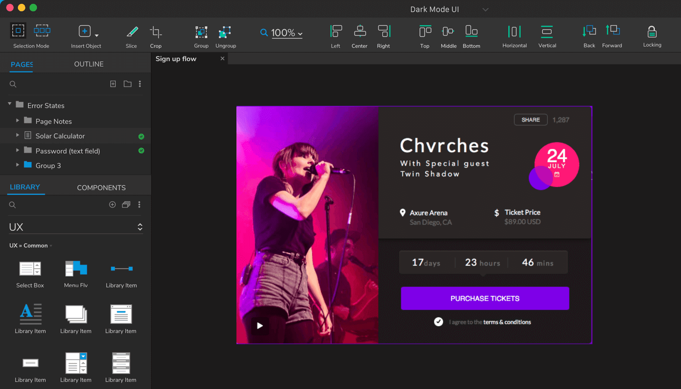 Axure : dark mode