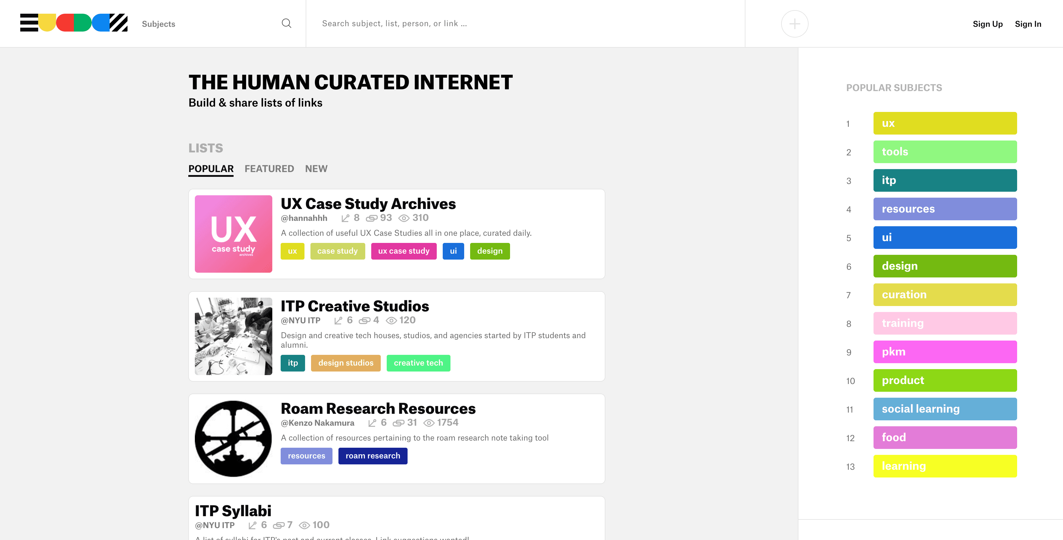 SUBDEX – Liste de liens