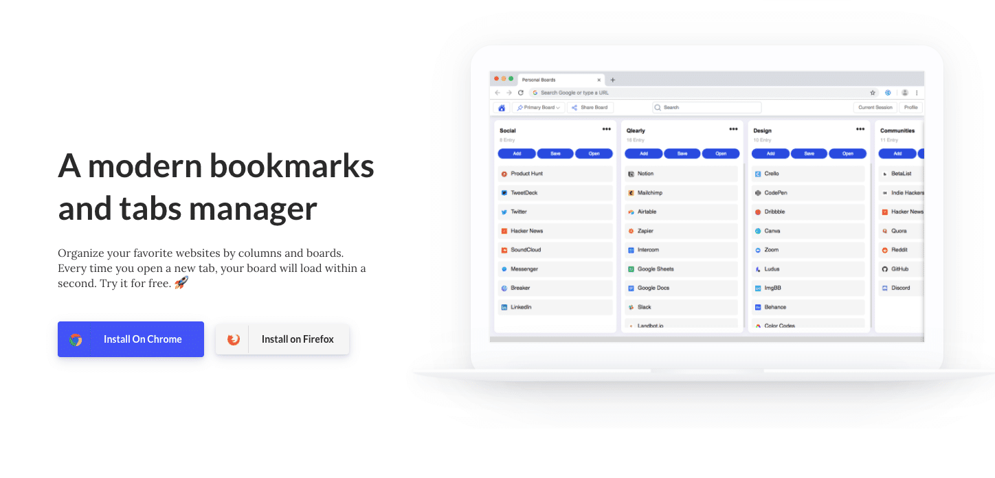 QLEARLY : Modern Bookmarks
