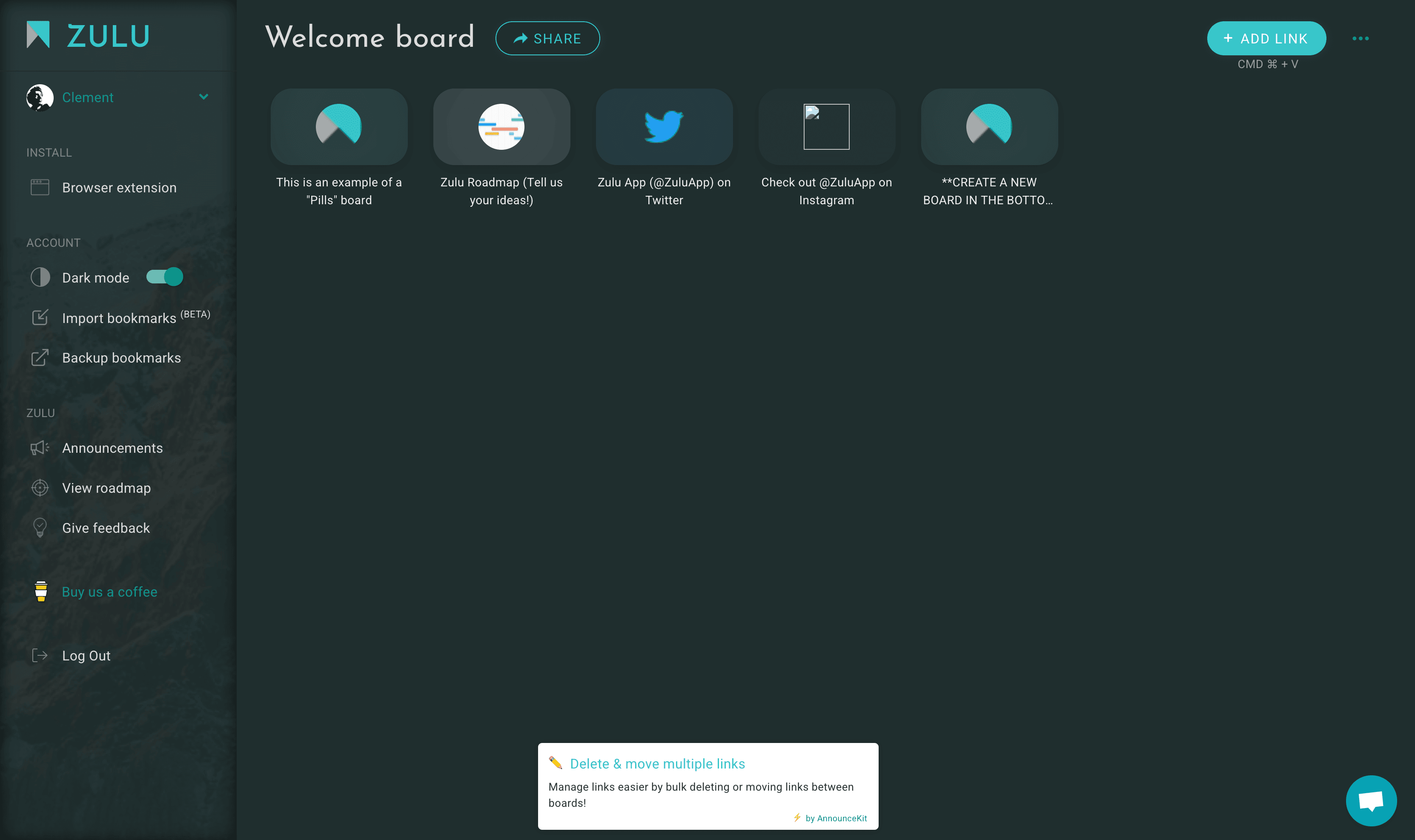 ZULU : gestionnaire de signets