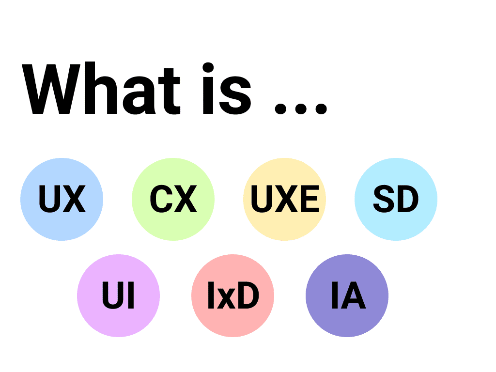 UX, CX, UXE, SD, UI, iXD, IA