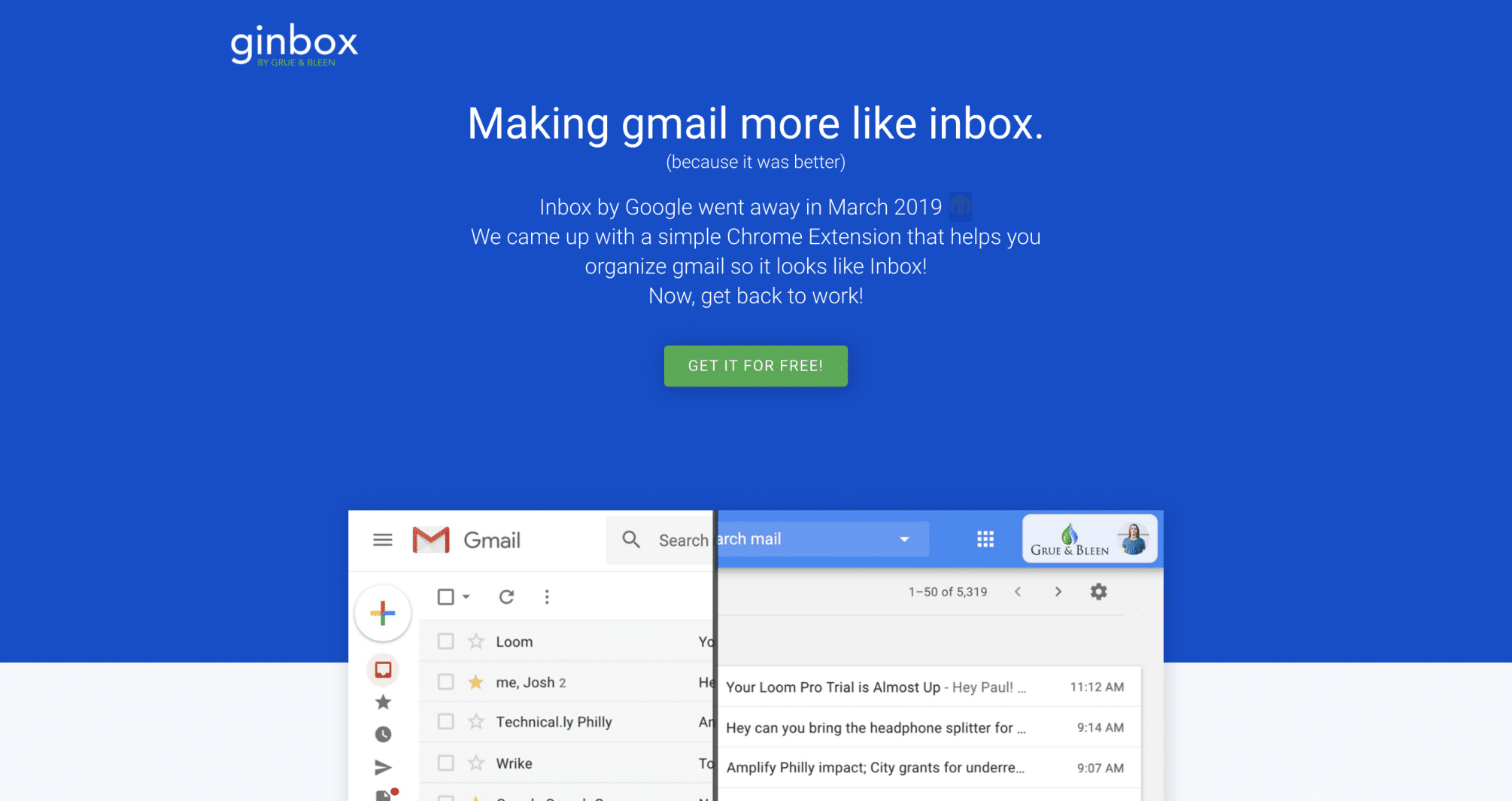 GINBOX : Retrouver l’interface de Gmail INBOX