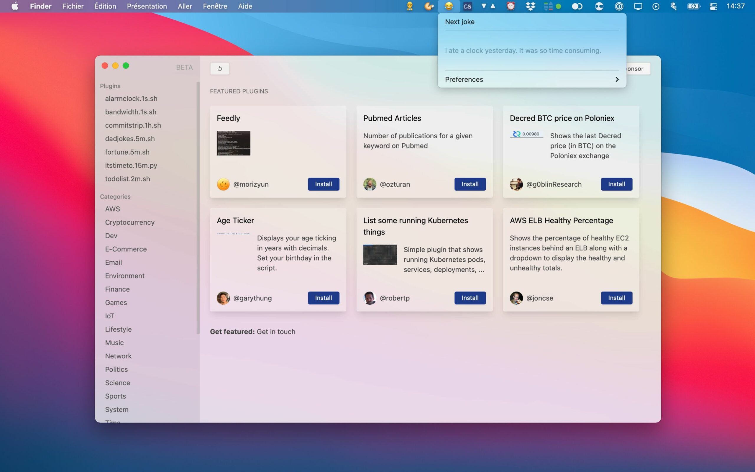 XBAR : custom macOS menu bar