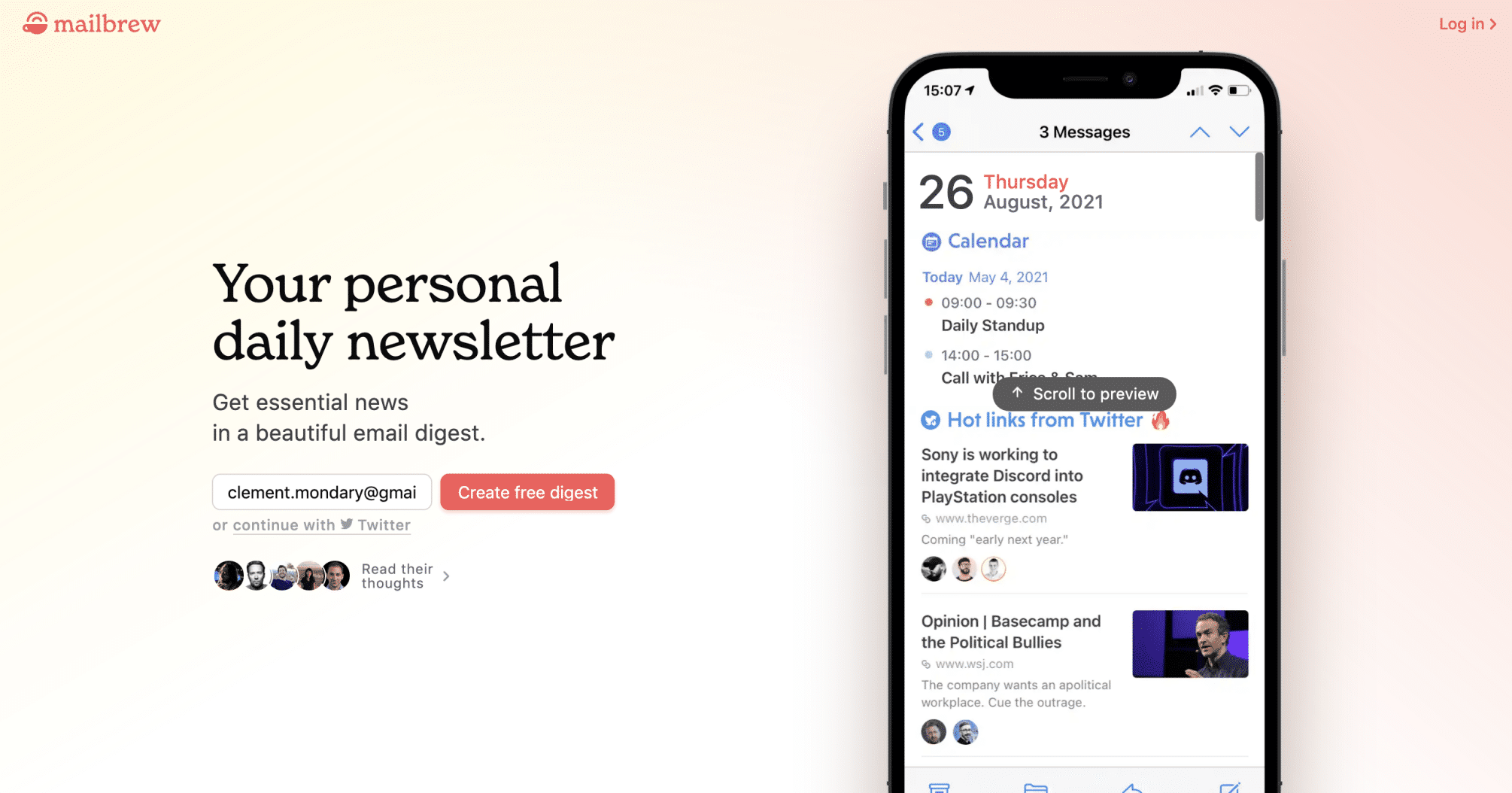Mailbrew :  Votre Digest personnel directement dans votre email