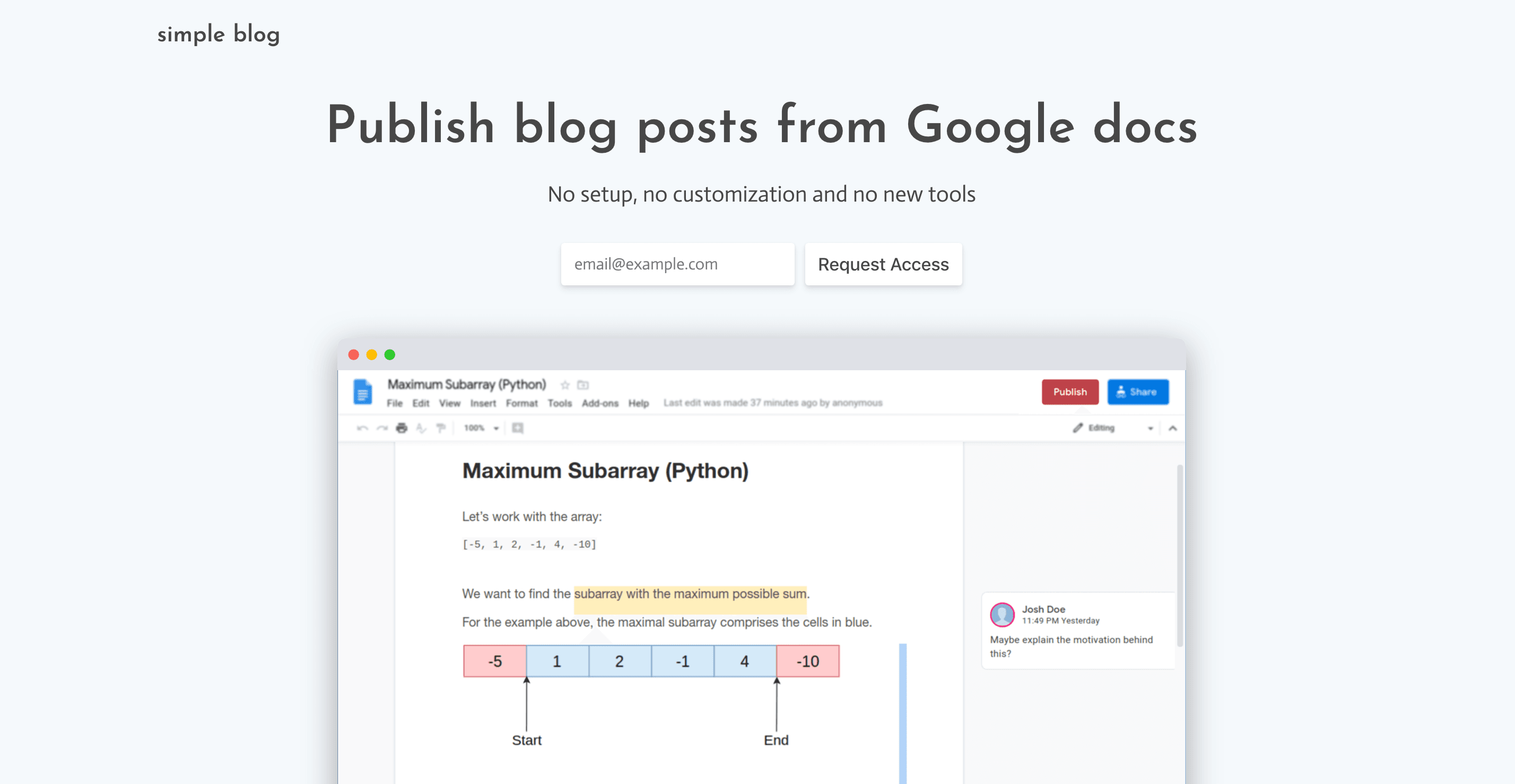 SIMPLE BLOG : articles depuis google Docs